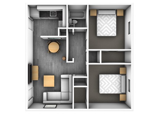2 Bed 1 Bath Floor Plan at The Junction, Memphis, TN, 38111